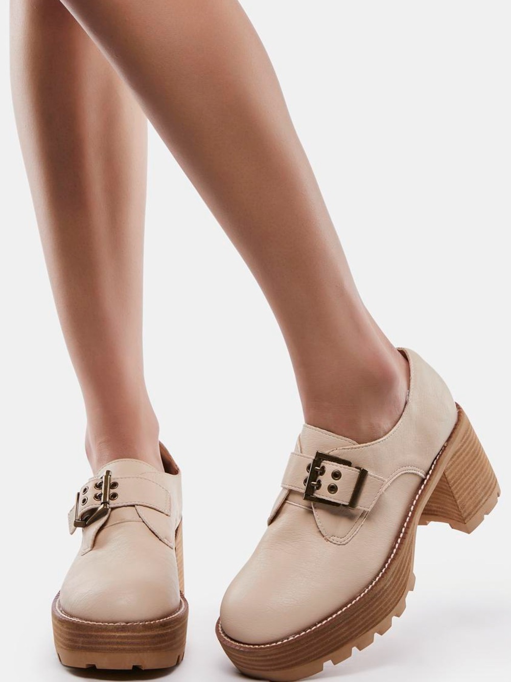 OASIS SOCIETY Sarah Buckled Platform Loafers Color Biege Size 7.5